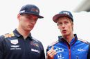 Brendon Hartley talks with Max Verstappen on the drivers parade
