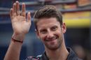 Romain Grosjean waves to the fans