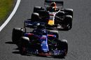Brendon Hartley leads Daniel Ricciardo on track