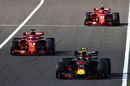 Max Verstappen leads Sebastian Vettel