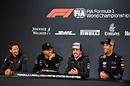 Romain Grosjean, Lewis Hamilton, Fernando Alonso and Daniel Ricciardo in the Press Conference