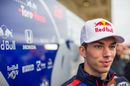 Pierre Gasly talks to the media in the Paddock