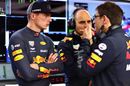 Max Verstappen talks with Engineer in the garage