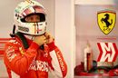 Sebastian Vettel in the garage