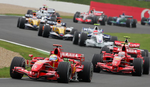 Felipe Massa leads Ferrari team-mate Kimi Raikkonen