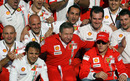 Ferrari celebrate winning the 2007 constructors' championship after the disqualification of McLaren