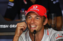 A jovial Jenson Button during Thursday's press conference