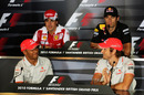 Lewis Hamilton, Jenson Button, Fernando Alonso and Mark Webber at Thursday's press conference