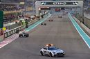 Safety car leads the field