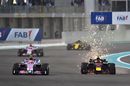 Max Verstappen battles with Esteban Ocon on track