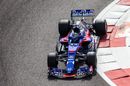 Sean Gelael on track in the Toro Rosso