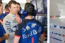 Daniil Kvyat with Toro Rosso team member in the garage
