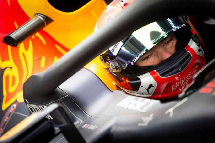 Pierre Gasly sits in the Red Bull cockpit