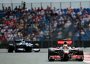 Lewis Hamilton leads Ruben Barrichello