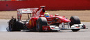 Felipe Massa limps back to the pits with a shredded tyre