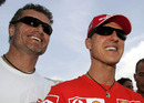 David Coulthard and Michael Schumacher smile for the cameras