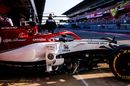 Kimi Raikkonen pulls out of the Alfa Romeo garage