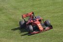 Charles Leclerc runs wide in the Ferrari