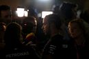 Lewis Hamilton talks to the media