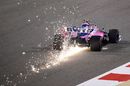 Sparks fly behind Lance Stroll