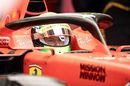 Mick Schumacher looks on from the Ferrari cockpit