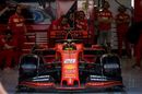 Mick Schumacher sits in the Ferrari cockpit