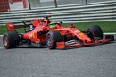 Mick Schumacher on track in the Ferrari