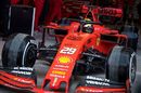 Mick Schumacher pulls out of the Ferrari garage
