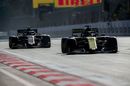 Daniel Ricciardo and Kevin Magnussen battle for position