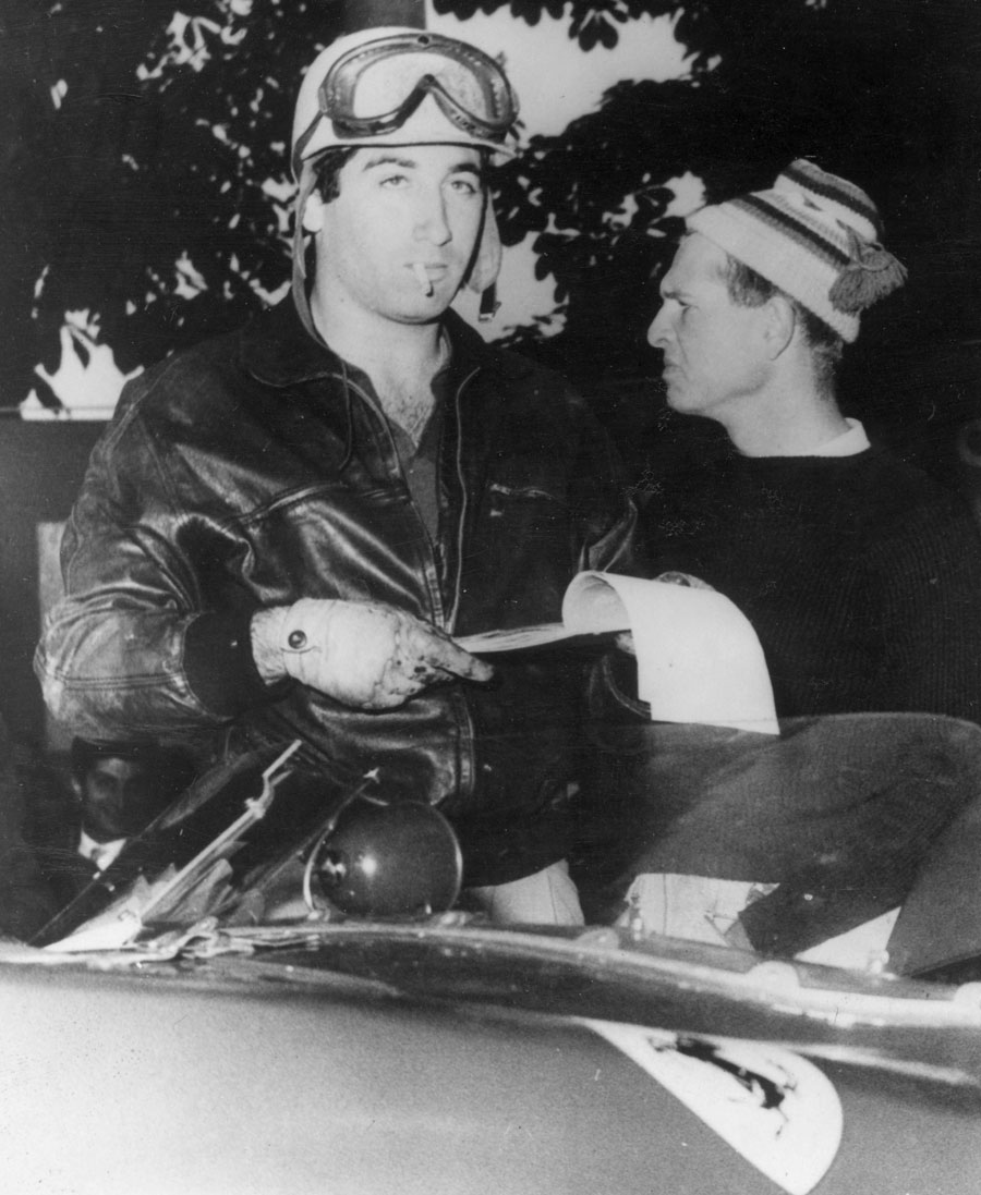 Marquis de Portago and Peter Collins before the start of the Mille Miglia  