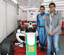 Karun Chandhok with countryman Armann Ebrahim in the F2 garage