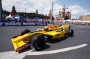 Vitaly Petrov  carries passengers in the three seat Renault at the Bavaria Moscow City Racing event