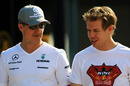 Michael Schumacher with Sebastian Vettel before the Turkish Grand Prix