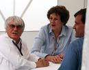 Bernie Eccleston meets with US Grand Prix Promoter Tavo Hellmund and Susan Combs Texas Comptroller of Public Accounts