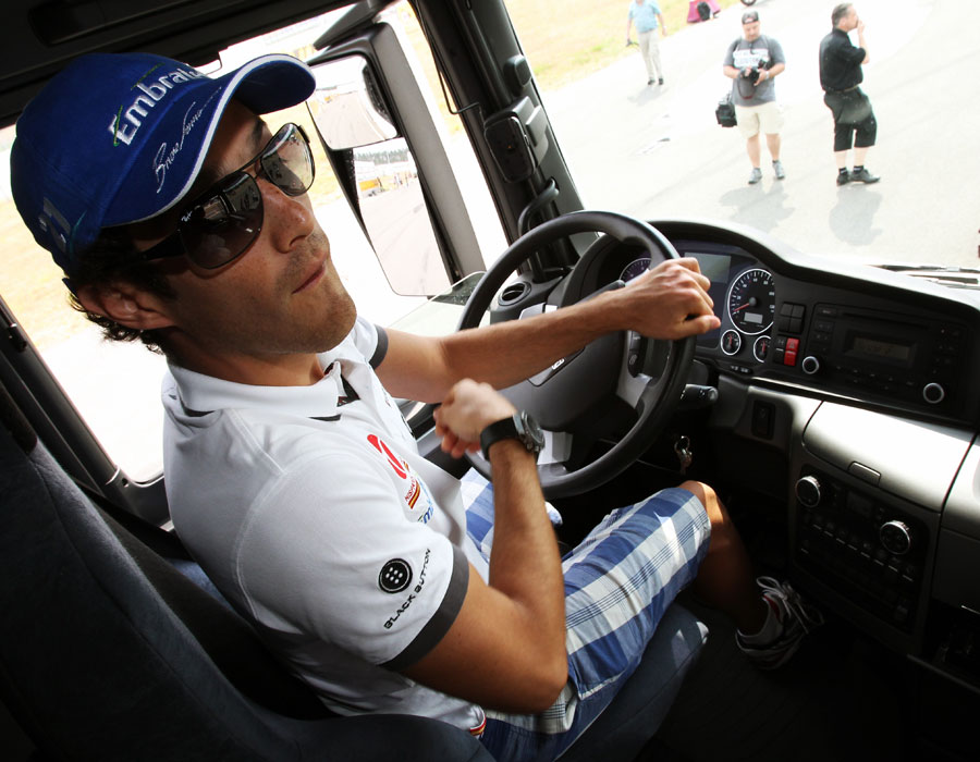 Bruno Senna swaps his F1 car for a truck