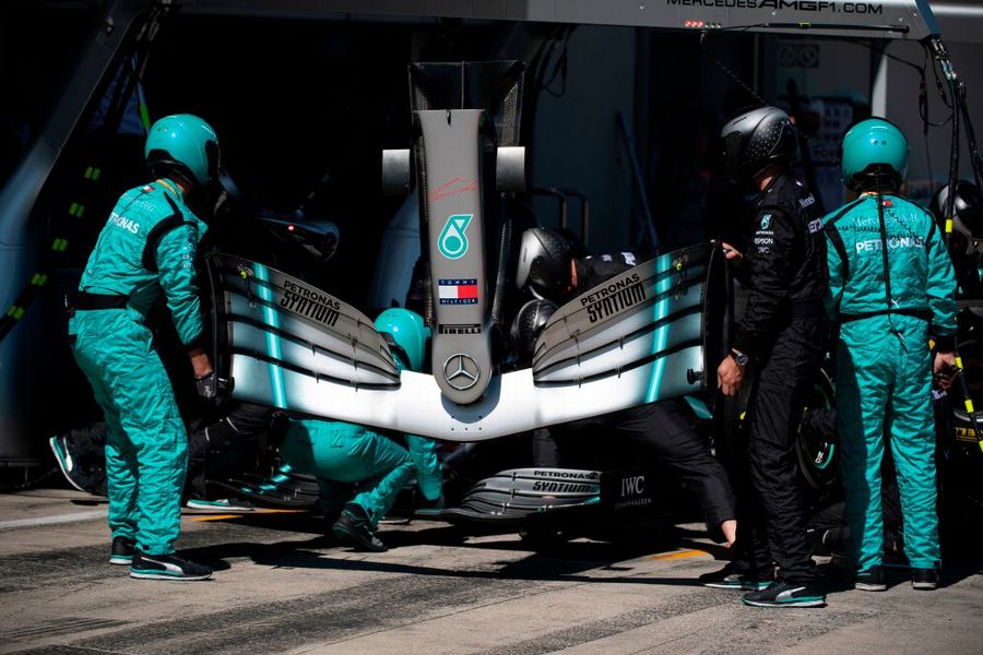 Lewis Hamilton makes a pit stop