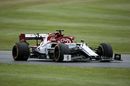 Kimi Raikkonen on track in the Alfa Romeo