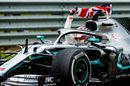 Race winner Lewis Hamilton on track in the Mercedes