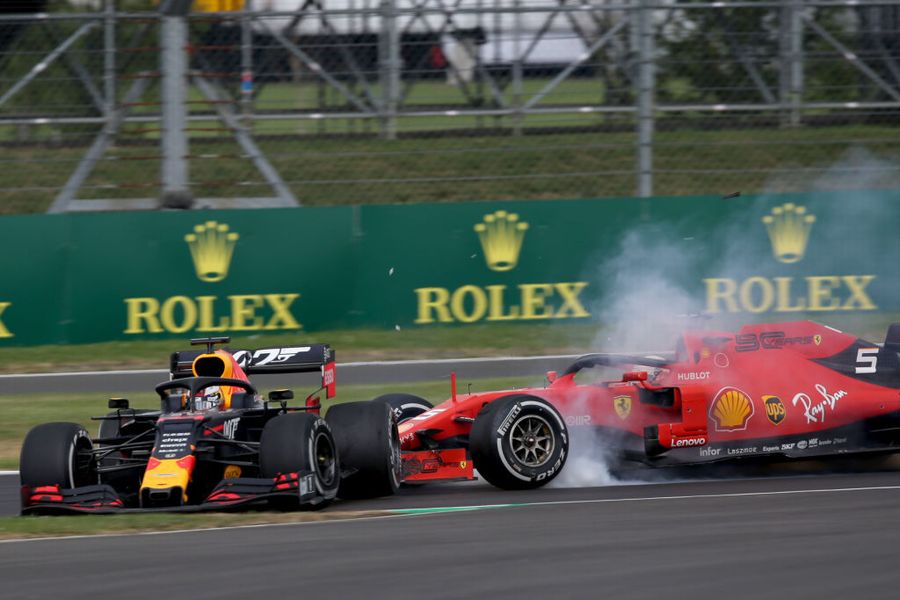 Max Verstappen and Sebastian Vettel crash