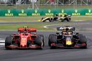 Charles Leclerc and Max Verstappen battle for position