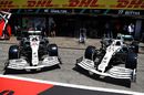 Mercedesshow off their car with a new white and silver livery in the Pitlane