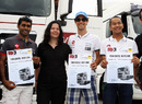 HRT drivers Karun Chandhok, Bruno Senna and Sakon Yamamoto receive trucking diplomas