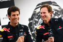 Mark Webber and Christian Horner in high spirits during a Q&A session