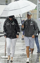 Michael Schumacher gets caught in a downpour