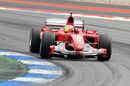 Mick Schumacher drives the Ferrari F2004 of his father Michael Schumacher on track