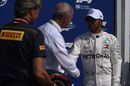Pole sitter Lewis Hamilton receives the Pirelli Pole Position Award