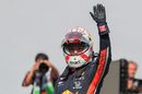 Max Verstappen waves to the fans