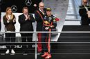 Race winner Max Verstappen celebrate on the podium