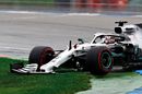 Lewis Hamilton broken front wing after crashing