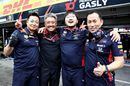 Masashi Yamamoto and the Honda Red Bull Racing team celebrate